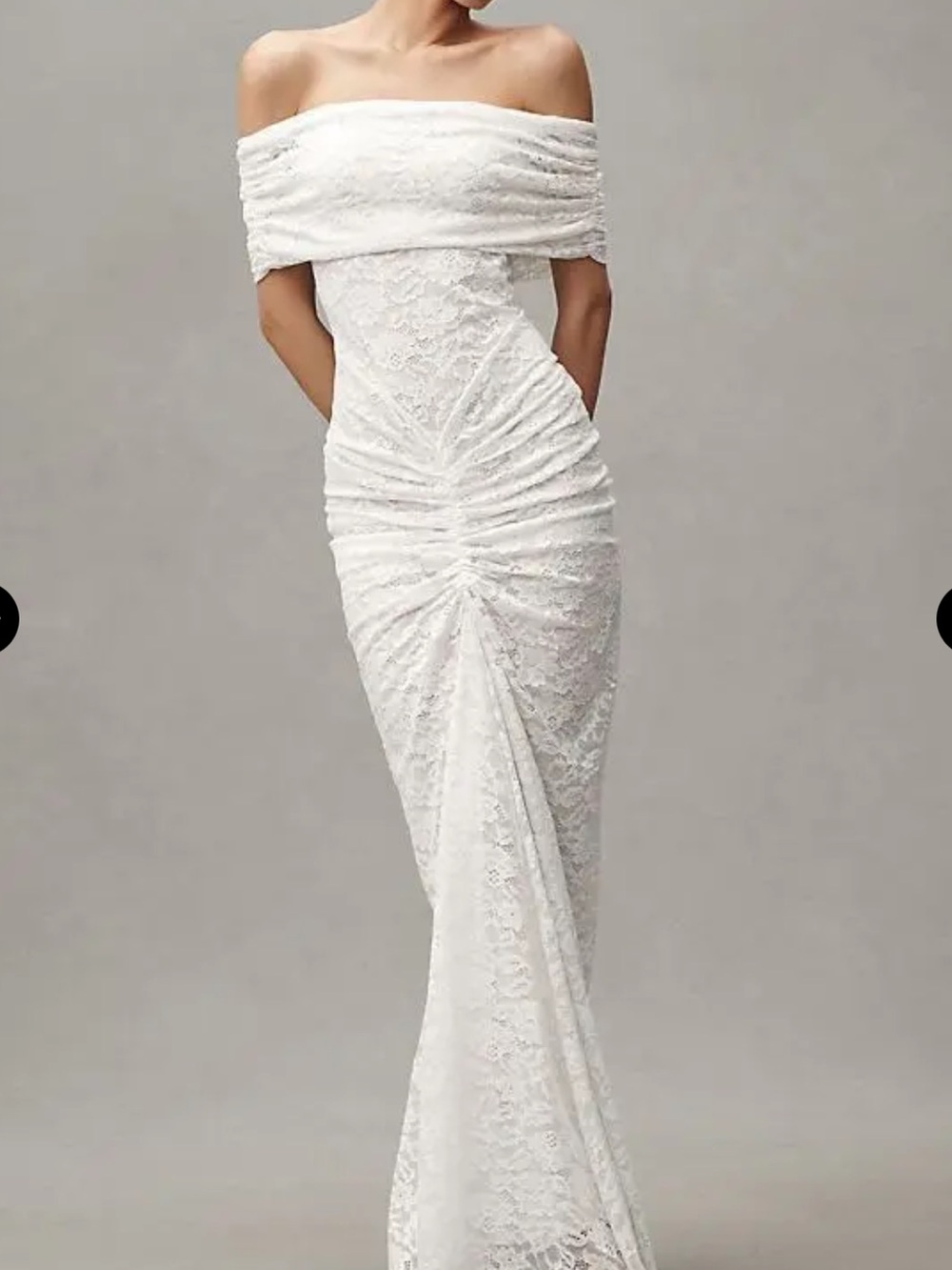 Ronny Kobo Tamsin Off-The-Shoulder Ruched Lace Maxi Dress NWT from Anthropologie